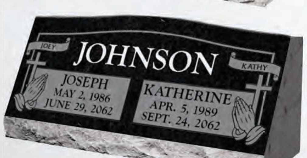 Design CD706 — slant marker in Imperial Black granite