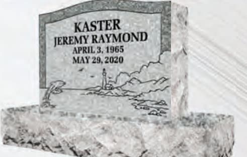 Design CS608 — slant marker in Barre Grey granite