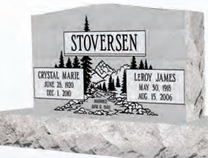 Design MD205 — slant marker in Light Grey granite