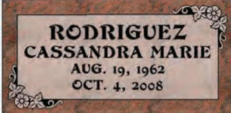 Design MS129 — flat marker in Multi-Red granite