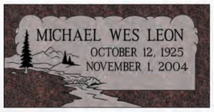 Design MS136 — flat marker in Mahogany granite