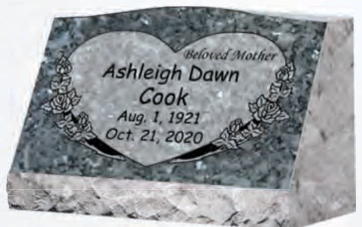 Design MS147 — slant marker in Blue Pearl granite