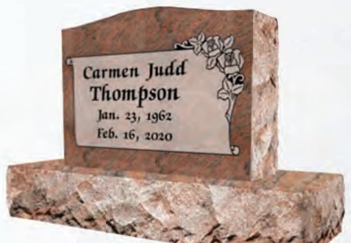 Design MS167 — slant marker in Multi-Red granite
