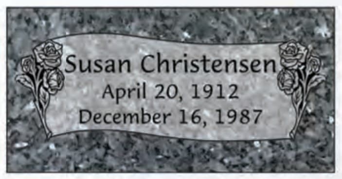 Design MS194B — flat marker in Blue Pearl granite