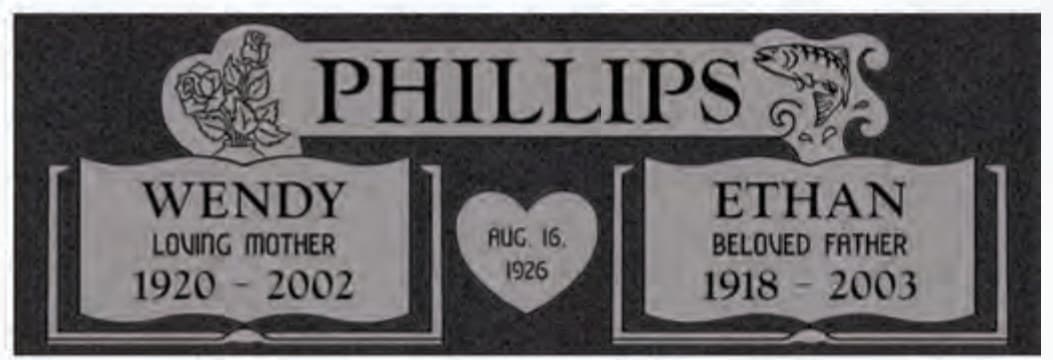 Design PH207 — flat marker in Regal Black granite