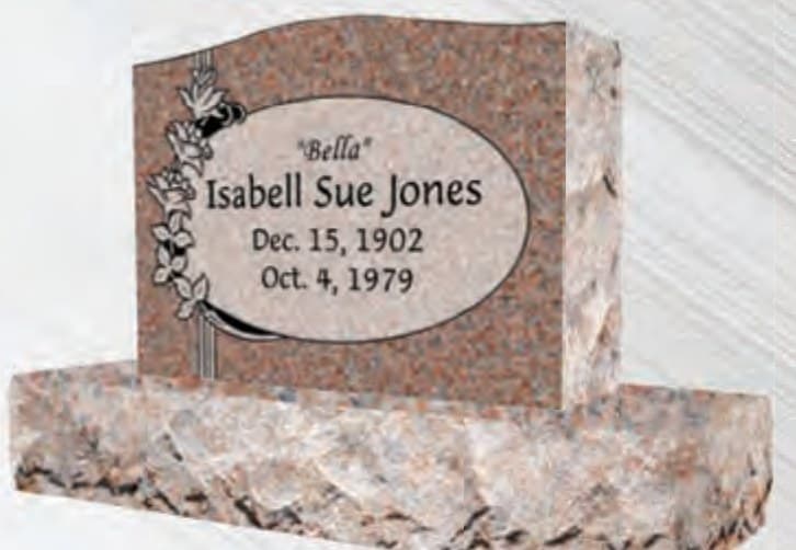 Design WMS5697 — slant marker in Morning Rose granite