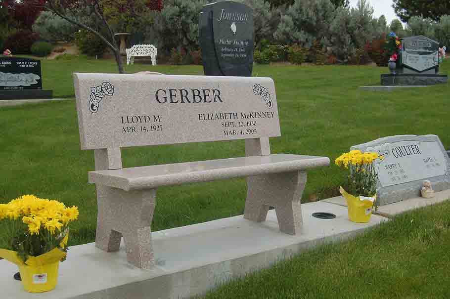 Granite memorial bench crafted and installed by Sierra Headstone & Monument, photo 6