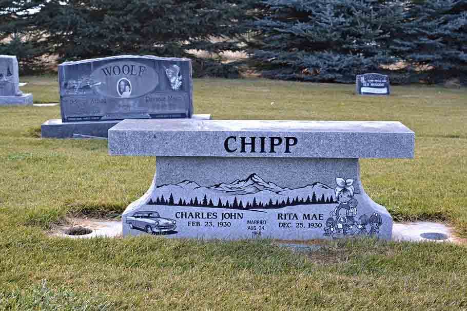 Granite memorial bench crafted and installed by Sierra Headstone & Monument, photo 7