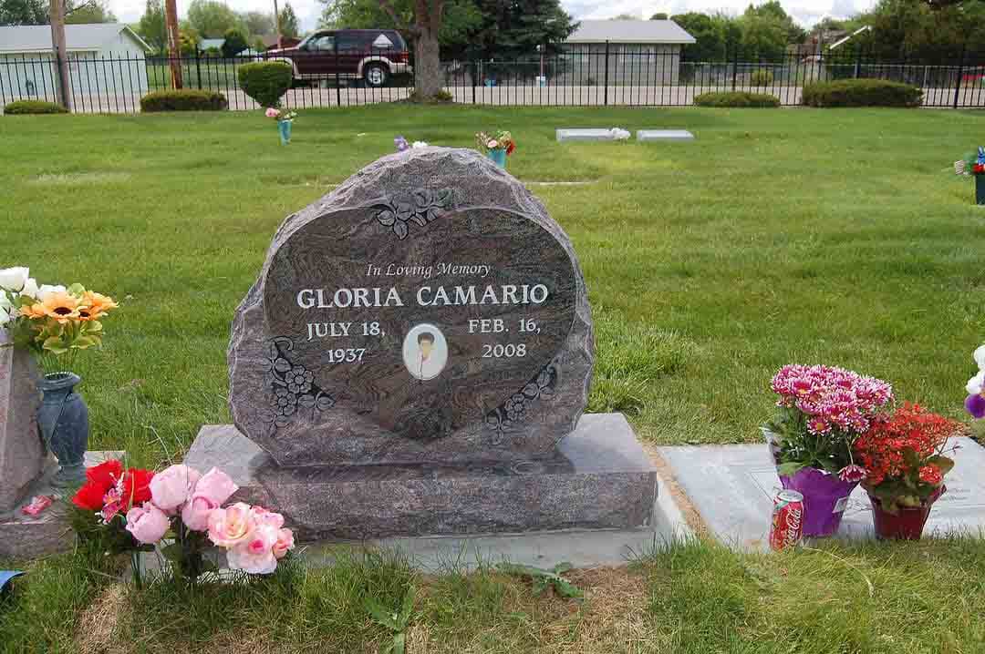 Custom-shaped granite memorial designed by Sierra Headstone & Monument (1)