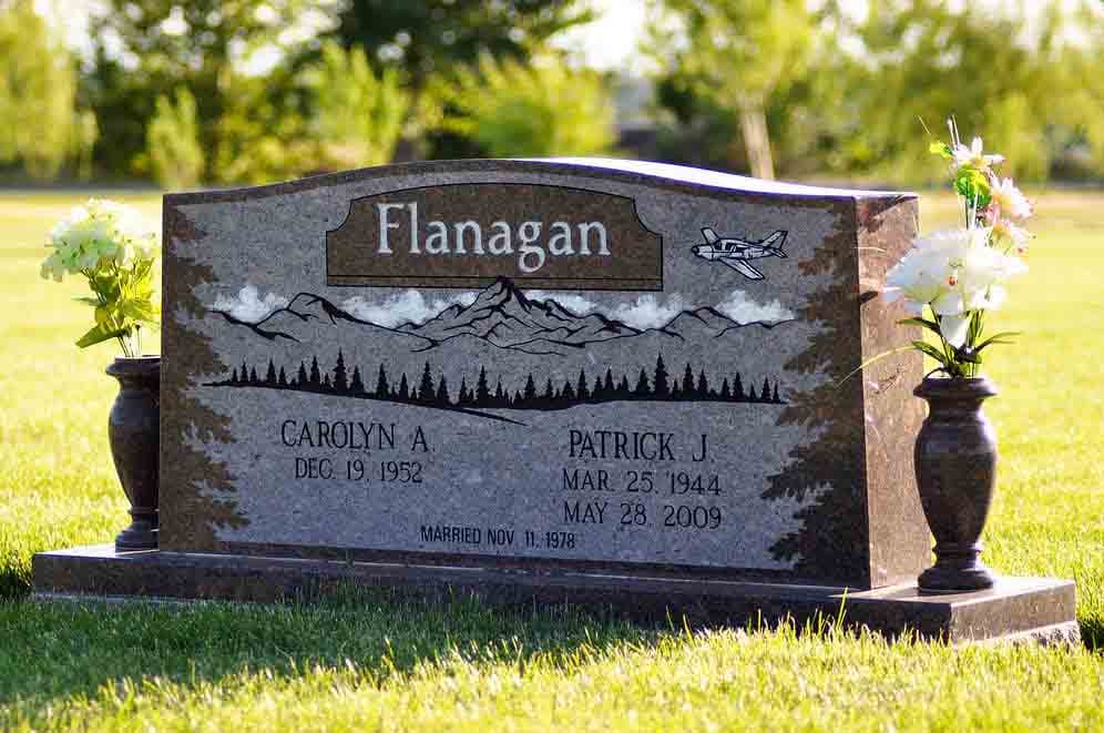 Custom upright granite headstone designed and installed by Sierra Headstone & Monument, photo 13