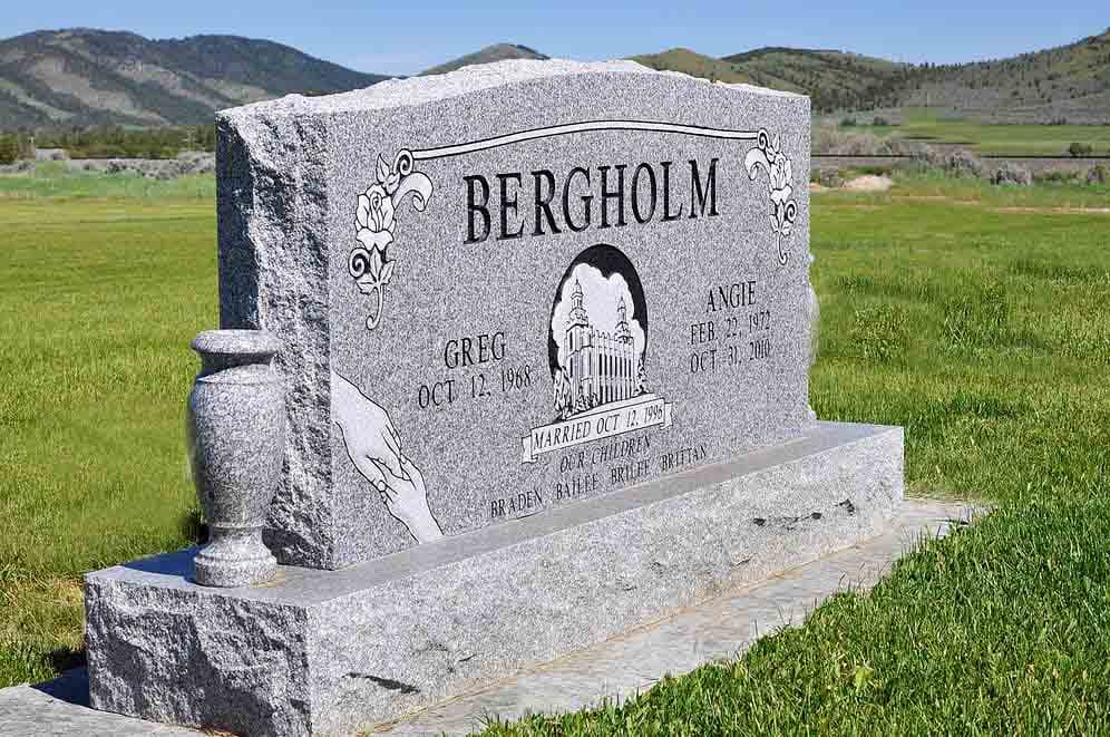 Custom upright granite headstone crafted and installed by Sierra Headstone & Monument, photo 14