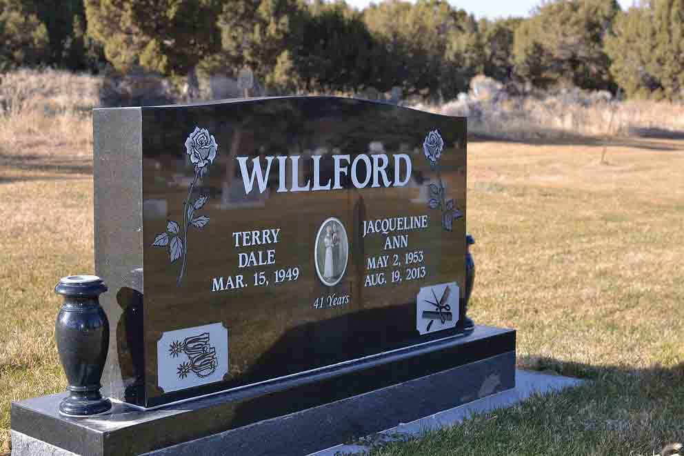 Custom upright granite headstone crafted and installed by Sierra Headstone & Monument, photo 15