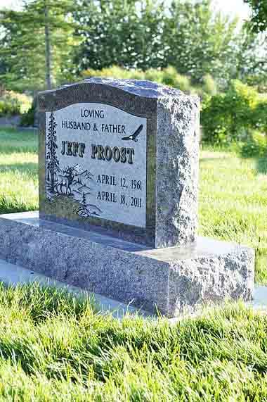Custom upright granite headstone crafted and installed by Sierra Headstone & Monument, photo 2