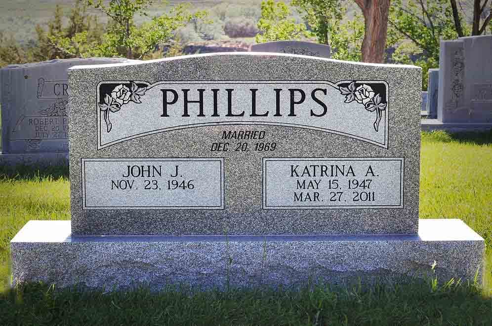 Custom upright granite headstone crafted and installed by Sierra Headstone & Monument, photo 3