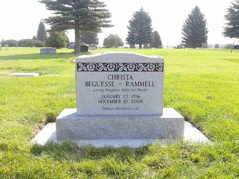 Custom granite upright headstone crafted and installed by Sierra Headstone & Monument (4)